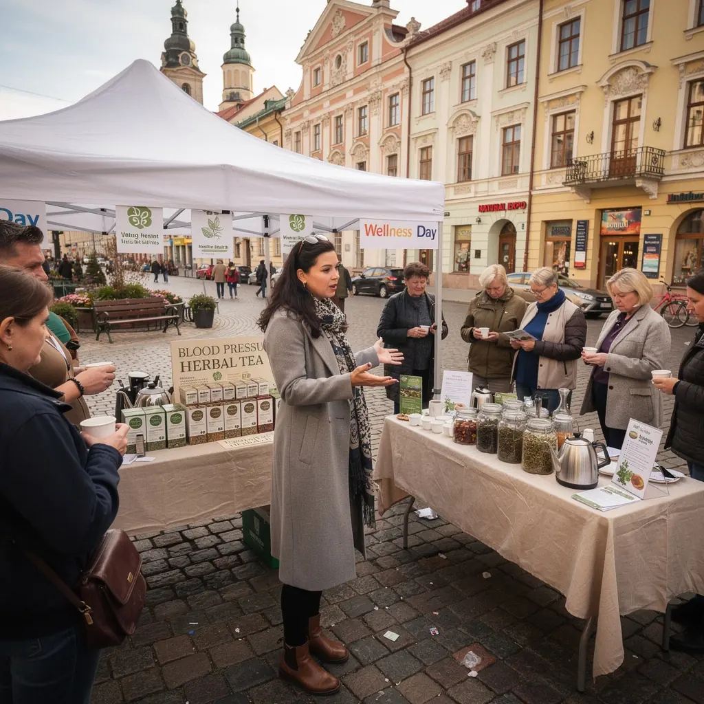 Žaliosios arbatos puodelis su gudobele, simbolizuojantis natūralų kraujo spaudimo kontrolę.