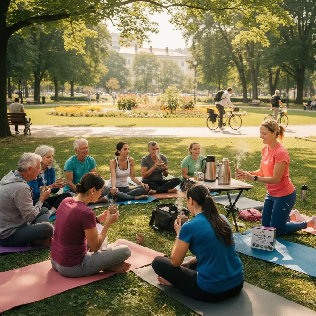 Gamtinės žolelių arbatos ingredientai, skirti kraujo spaudimo reguliavimui ir gerovei.